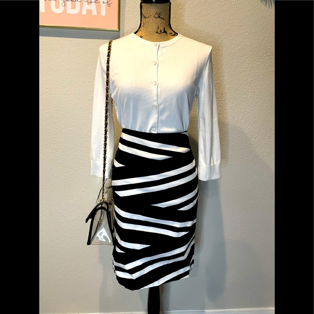 WHBM Mitered Stripe Pencil Skirt with Top